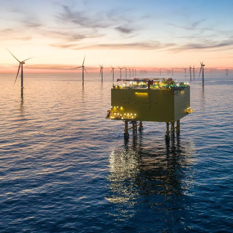  wind turbines, offshore platform